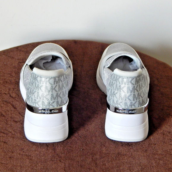 Michael Kors Felix Trainer Silver Rainbow Glitter Wedge Sneaker Shoe 8.5 M NIB - Picture 6 of 11